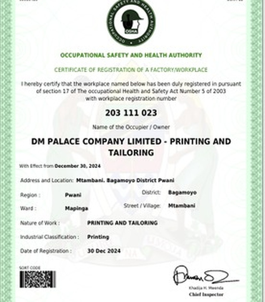 OSHA Certificate